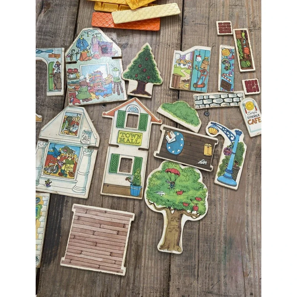 Vtg Playskool Richard Scarry Puzzletown Lot Farm Doctor Office Replacement Parts